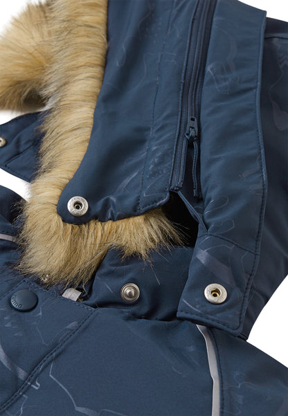 REIMA TEC Winteroverall/Skianzug <br> Aapua <br>Gr. 74 bis 92<br>echte Daunen-Füllung, extra warm<br> Po-Bereich extra dick isoliert<br> auch ohne Kunst-Pelz tragbar<br> abnehmbare Fuss-Schlaufen<br> WS >12'000 mm