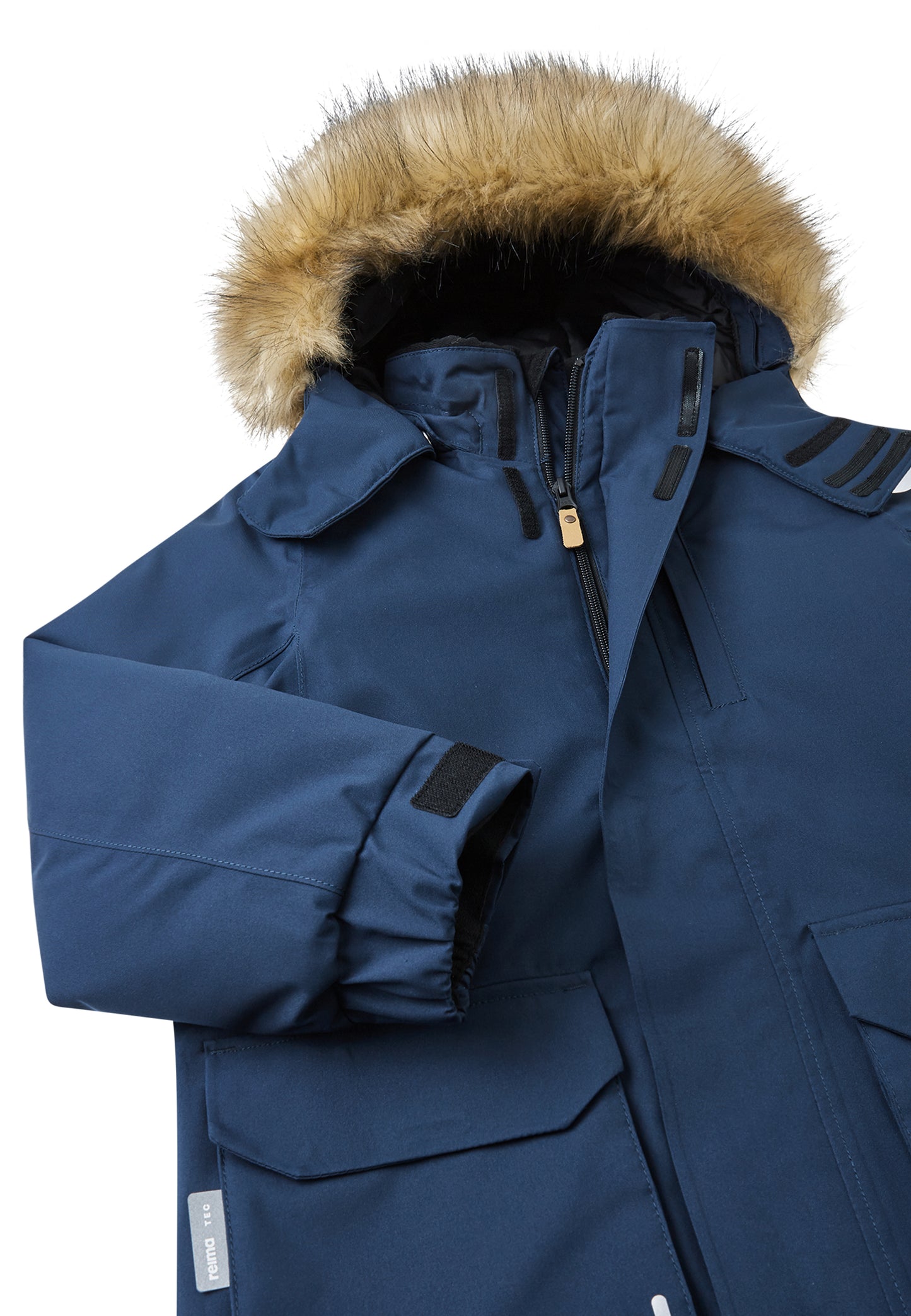 REIMA TEC warme Winterjacke/Parka Ajaton <br> Gr. 146<br> auch ohne Kunst-Pelz tragbar<br> 100% wasserdicht<br> warm wattiert mit Fellex (hochwertige künstliche Daune) <br> WS 10'000 mm