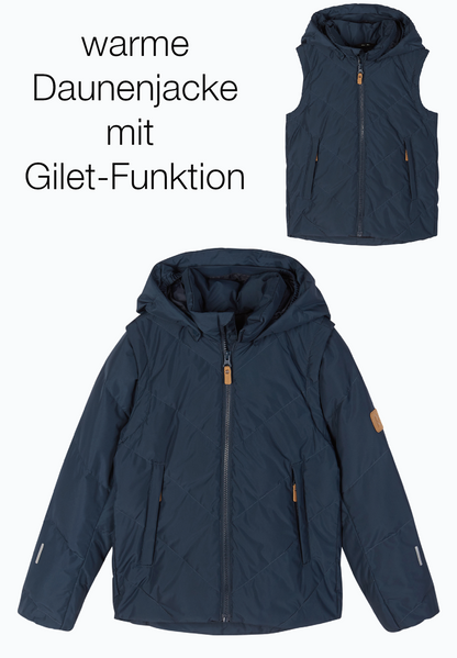 REIMA Kinder Daunen-2in1-Jacke mit Giletfunktion Porosein blau 5100030A 6980