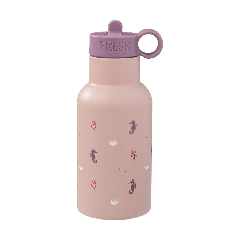 FRESK Trinkflasche 350ml mit 2 Deckeln & Reinigungsbürste seahorse