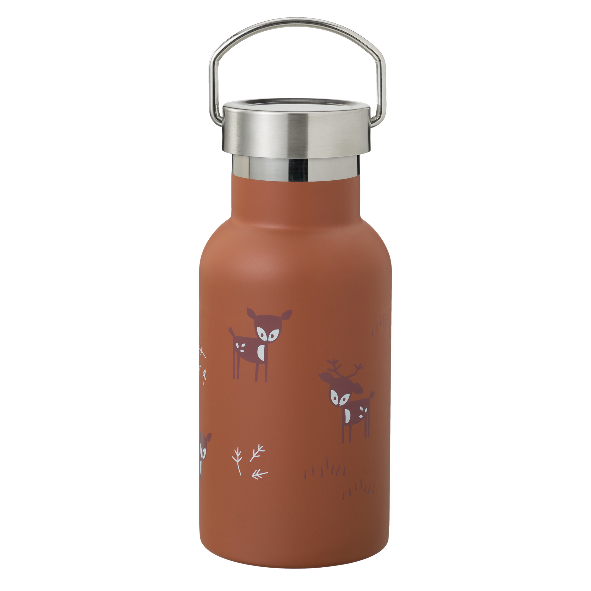 FRESK Trinkflasche 350ml mit 2 Deckeln & Reinigungsbürste Deer amber brown