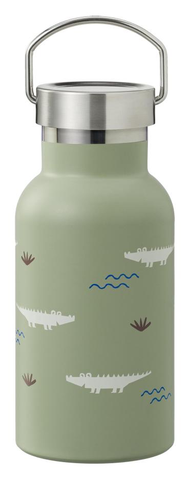 FRESK Trinkflasche 350ml mit 2 Deckeln & Reinigungsbürste crocodile